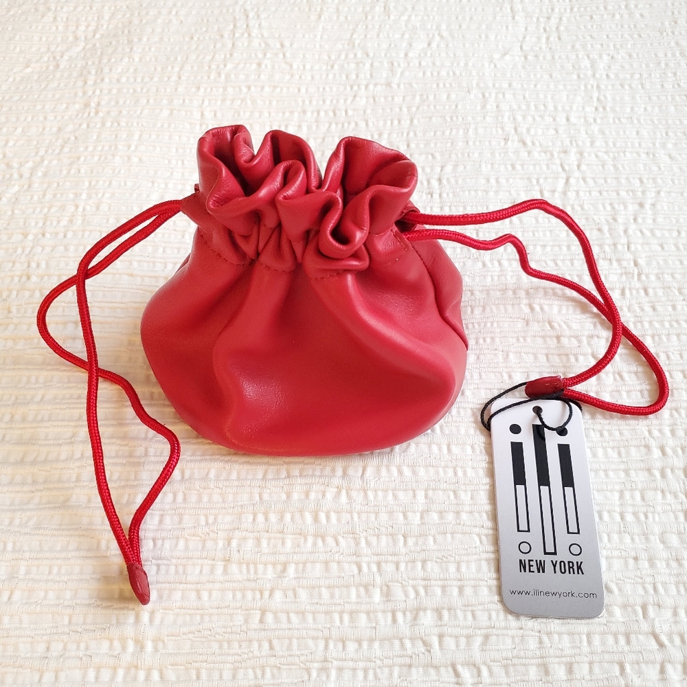 NWT Ili New York Red Leather Accessory Pouch